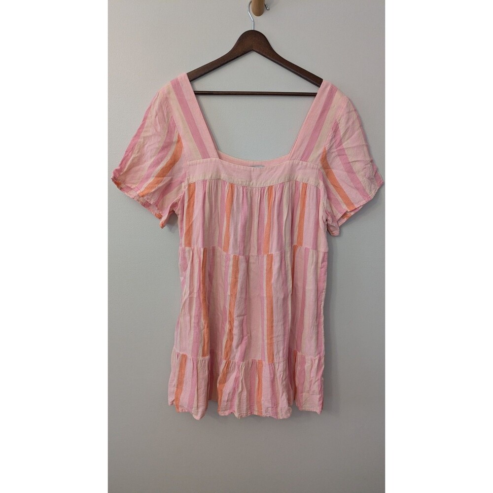 Rails Linen Blend Dress XL Tiered Mini Swing Beachy Boho Colorful Vacation Shift